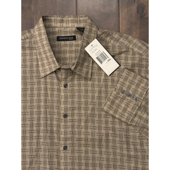 Kenneth Cole Other - NWT Kenneth Cole Long‎ Sleeve Geometric Print Brown Button Down Shirt Size 2XL